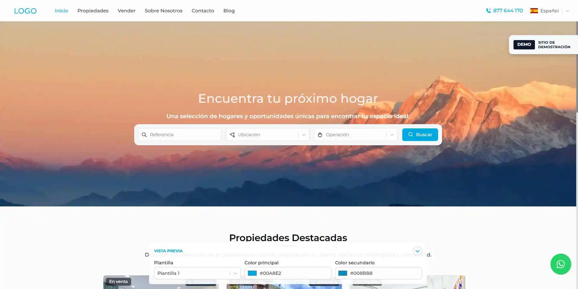 Vista prèvia de la web immobiliària